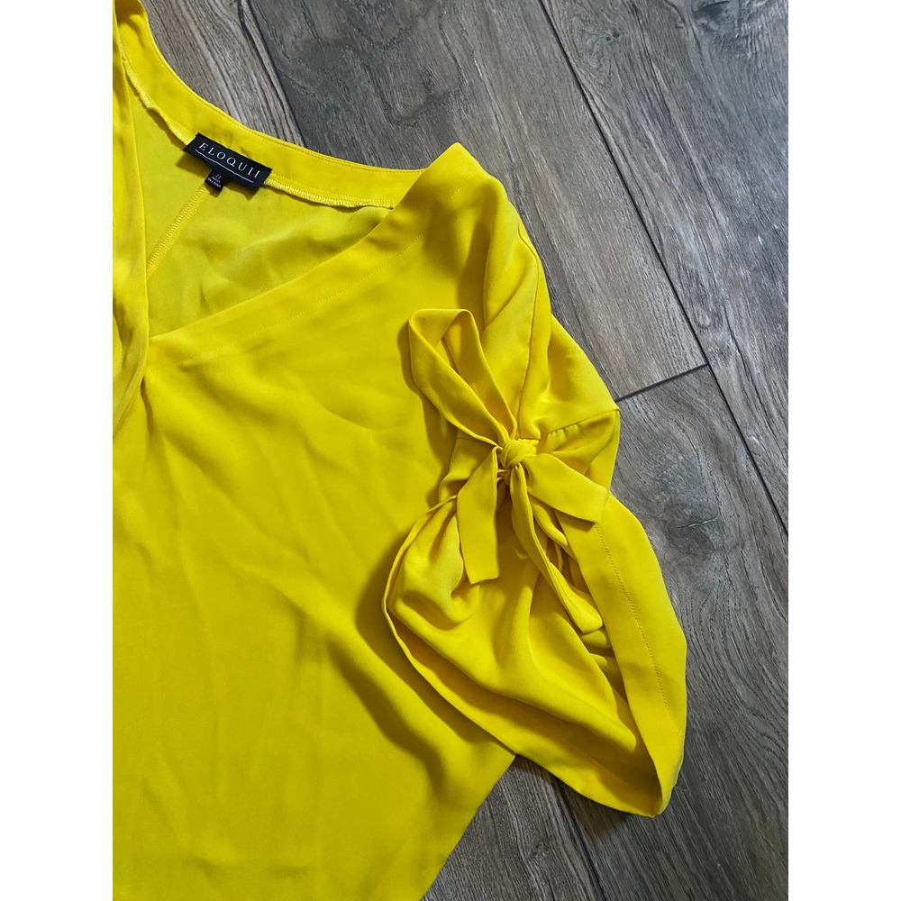ELOQUII Short Sleeve Yellow Blouse Sz 22 - Picture 3 of 5